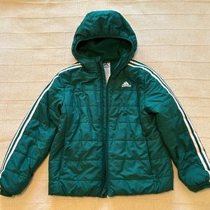 Adidas Kids Green & White Stripe Coat Jacket sz M (12)
